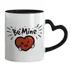 Mug heart black handle, ceramic, 330ml