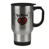 Stainless steel travel mug with lid, double wall 450ml