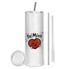 Tumbler stainless steel 600ml, with metal straw & cleaning brush