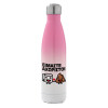 Metal mug thermos Pink/White (Stainless steel), double wall, 500ml