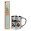 Easter Set, metallic thermal cup (300ml) & aromatic flat Easter candle (30cm) (TURQUOISE)
