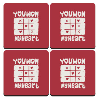 Τρίλιζα you won my heart, ΣΕΤ 4 Σουβέρ ξύλινα τετράγωνα (9cm)