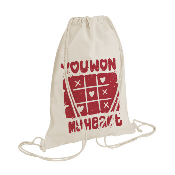 Τρίλιζα you won my heart, Backpack bag GYMBAG natural (28x40cm)