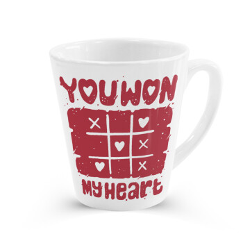 Τρίλιζα you won my heart, Κούπα κωνική Latte Λευκή, κεραμική, 300ml