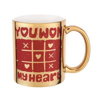 Τρίλιζα you won my heart, Mug ceramic, gold mirror, 330ml
