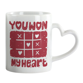 Τρίλιζα you won my heart, Mug heart handle, ceramic, 330ml