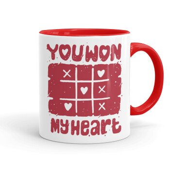 Τρίλιζα you won my heart, Mug colored red, ceramic, 330ml