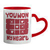 Mug heart red handle, ceramic, 330ml