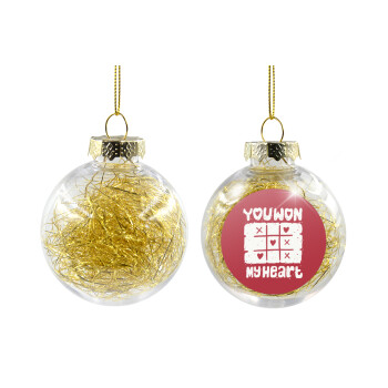Τρίλιζα you won my heart, Χριστουγεννιάτικη μπάλα δένδρου διάφανη με χρυσό γέμισμα 8cm