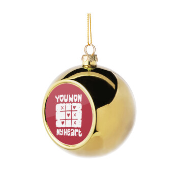 Τρίλιζα you won my heart, Golden Christmas tree ball ornament 8cm