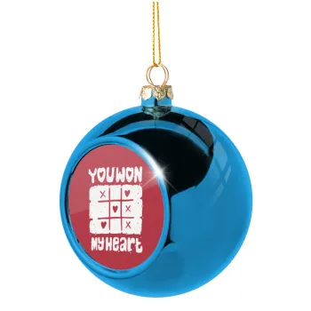 Τρίλιζα you won my heart, Blue Christmas tree ball ornament 8cm