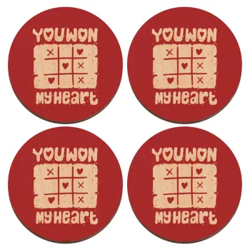 Τρίλιζα you won my heart, ΣΕΤ x4 Σουβέρ ξύλινα στρογγυλά plywood (9cm)