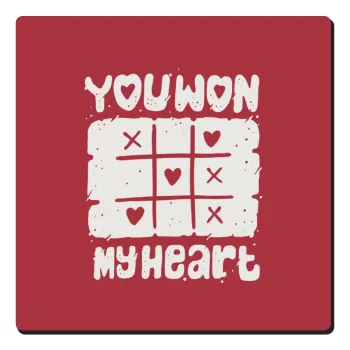 Τρίλιζα you won my heart, Τετράγωνο μαγνητάκι ξύλινο 6x6cm
