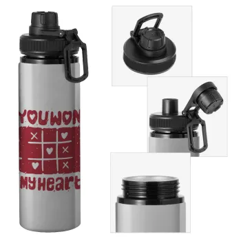 Τρίλιζα you won my heart, Metallic water bottle with safety cap, 850ml aluminum