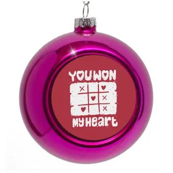 Τρίλιζα you won my heart, Purple Christmas tree ornament bauble 8cm