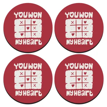 Τρίλιζα you won my heart, ΣΕΤ 4 Σουβέρ ξύλινα στρογγυλά (9cm)