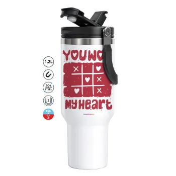 Τρίλιζα you won my heart, Mega Stainless steel Tumbler with lid, double wall 1,2L