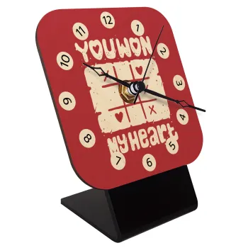 Τρίλιζα you won my heart, Quartz Table clock in natural wood (10cm)