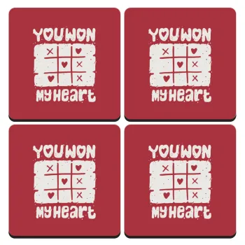 Τρίλιζα you won my heart, ΣΕΤ 4 Σουβέρ ξύλινα τετράγωνα (9cm)