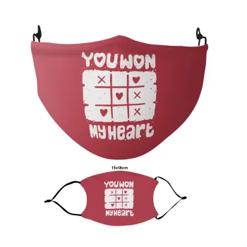 Τρίλιζα you won my heart, Μάσκα υφασμάτινη Ενηλίκων πολλαπλών στρώσεων με υποδοχή φίλτρου