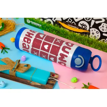 Τρίλιζα you won my heart, Πασχαλινή Λαμπάδα με Παιδικό παγούρι θερμό, ανοξείδωτο, με καλαμάκι ασφαλείας, ΜΠΛΕ (500ml)