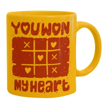 Τρίλιζα you won my heart, Κούπα, κεραμική κίτρινη, 330ml