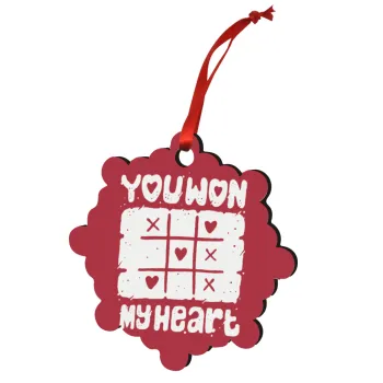 Τρίλιζα you won my heart, Christmas ornament snowflake wooden 7.5cm