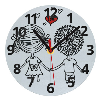 Hold my hand for ever, Ρολόι τοίχου γυάλινο (20cm)