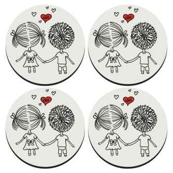 Hold my hand for ever, SET of 4 round wooden coasters (9cm)