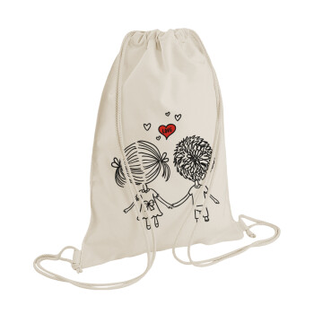 Hold my hand for ever, Backpack bag GYMBAG natural (28x40cm)