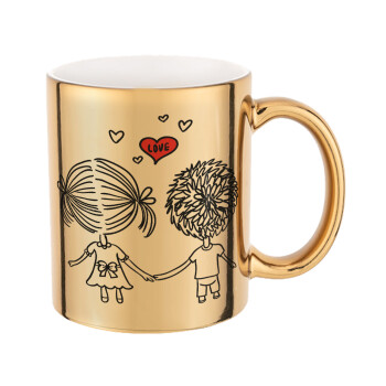 Hold my hand for ever, Mug ceramic, gold mirror, 330ml
