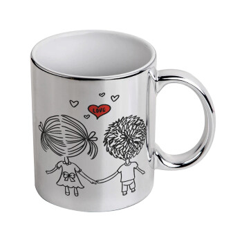 Hold my hand for ever, Mug ceramic, silver mirror, 330ml