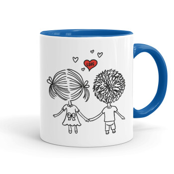 Hold my hand for ever, Κούπα χρωματιστή μπλε, κεραμική, 330ml