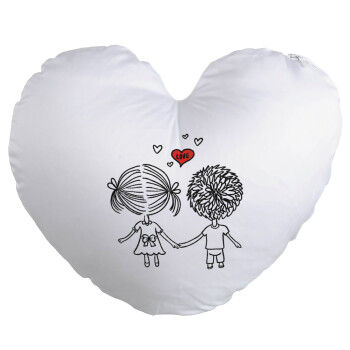 Hold my hand for ever, Μαξιλάρι καναπέ καρδιά 40x40cm περιέχεται το  γέμισμα