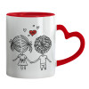 Mug heart red handle, ceramic, 330ml
