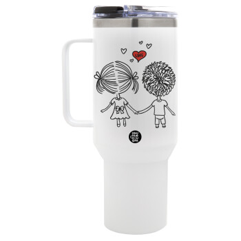 Hold my hand for ever, Mega Stainless steel Tumbler with lid, double wall 1,2L