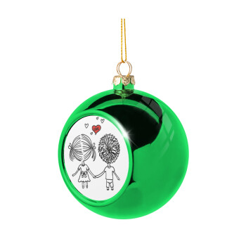Hold my hand for ever, Green Christmas tree ornament ball 8cm