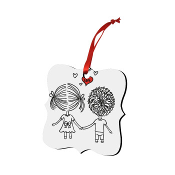 Hold my hand for ever, Christmas ornament polygon wooden 7.5cm