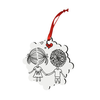 Hold my hand for ever, Christmas ornament snowflake wooden 7.5cm