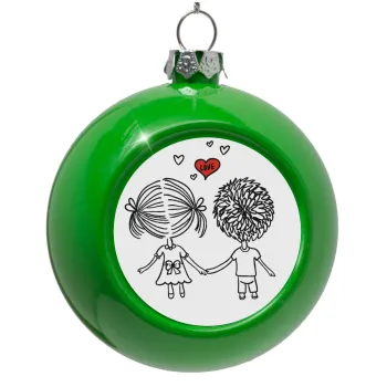Hold my hand for ever, Green Christmas tree ornament bauble 8cm