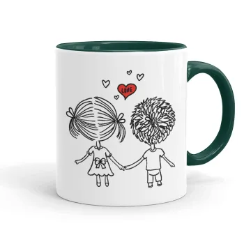 Hold my hand for ever, Mug colored green, ceramic, 330ml