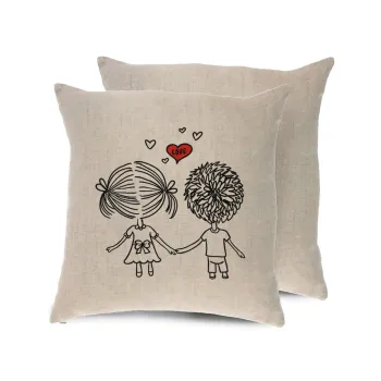 Hold my hand for ever, Μαξιλάρι καναπέ ΛΙΝΟ 40x40cm περιέχεται το  γέμισμα