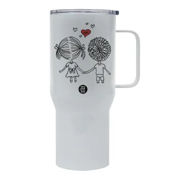 Hold my hand for ever, Mega Stainless steel Tumbler with lid, double wall 750L