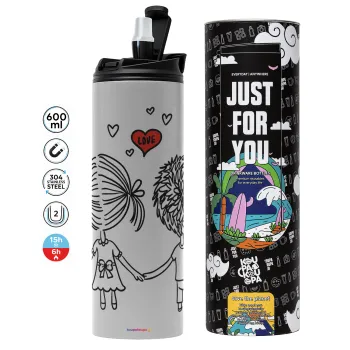 Hold my hand for ever, Tumbler stainless steel GREY 600ml