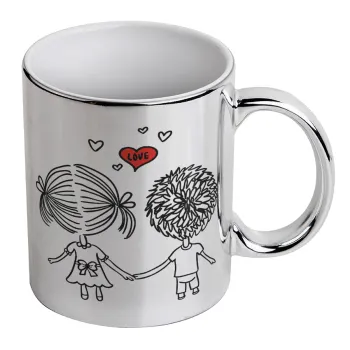 Hold my hand for ever, Mug ceramic, silver mirror, 330ml