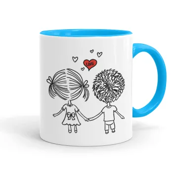 Hold my hand for ever, Κούπα χρωματιστή γαλάζια, κεραμική, 330ml