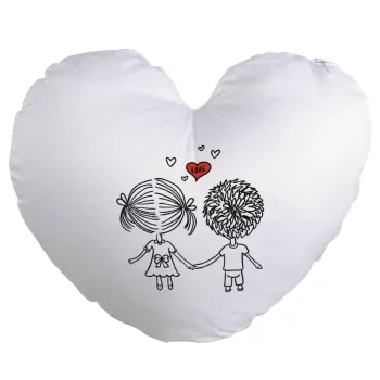 Hold my hand for ever, Μαξιλάρι καναπέ καρδιά 40x40cm περιέχεται το  γέμισμα