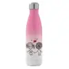 Μεταλλικό παγούρι θερμός Ροζ/Λευκό (Stainless steel), διπλού τοιχώματος, 500ml