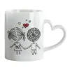 Mug heart handle, ceramic, 330ml