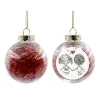 Transparent Christmas tree ball ornament with red filling 8cm